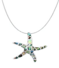 Sterling Silver Starfish with Abalone Shell Pendant 1311