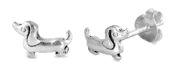 Sterling Silver Dachshund Stud Earrings SIE384