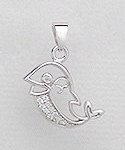 CZ Dolphin Sterling Silver Pendant 309