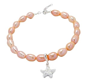 Sea Star Peach Fresh Water Pearl Bracelet 872