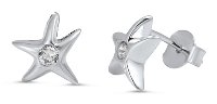 Rhodium Plated Sea Star Post Earrings SIE5801