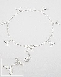 Sterling Silver Whale Tail Anklet 562