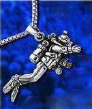 sterling silver scuba diver necklace