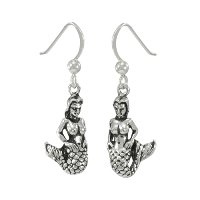 mermaid dangle sterling silver earrings