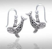 Sterling Silver Whale Earrings DE 403